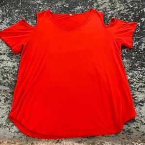 Womens Summer Shirt V Neck Cold Shoulder Tunic
